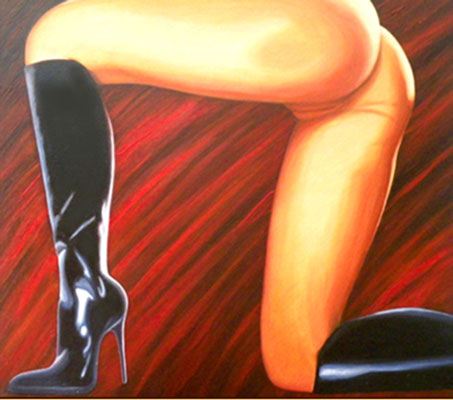 erotische Malerei-Stiefel-Frauenakt-Acrylbild-IDUN-Kunstgalerie