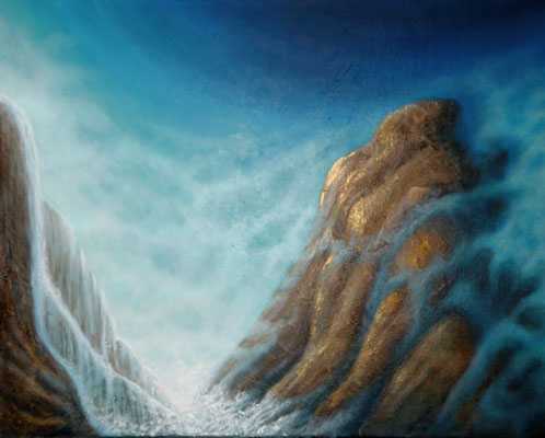 Idun,Malerei,Landschaft,Wasser,blau,Berg